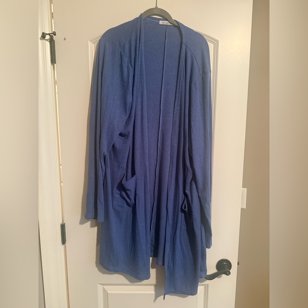 Blue Open Front Cardigan 3x, easily fits a 4x